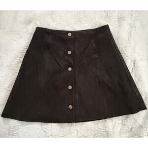 TopShop Genuine Leather Suede Zip Up Black Y2K Mini Skirt Sz 2‎ Whimsigoth Goth